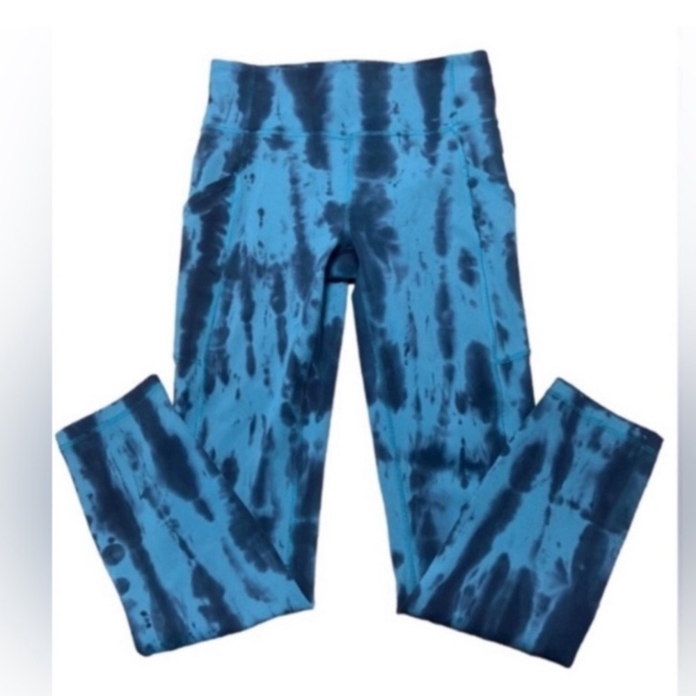 Lululemon Teal Diamond‎ dye leggings with pockets 21” crop